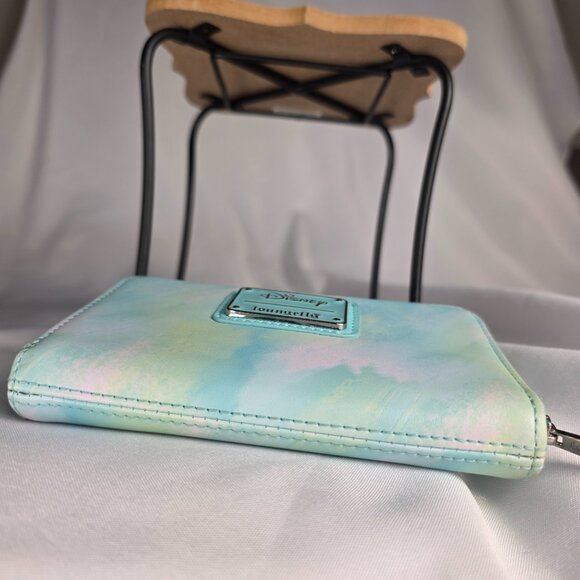 🎀 Disney Minnie Mouse Sequin Bow 🌈 Seafoam Pastel Tie Dye Loungefly Zip Wallet - Picture 6 of 9